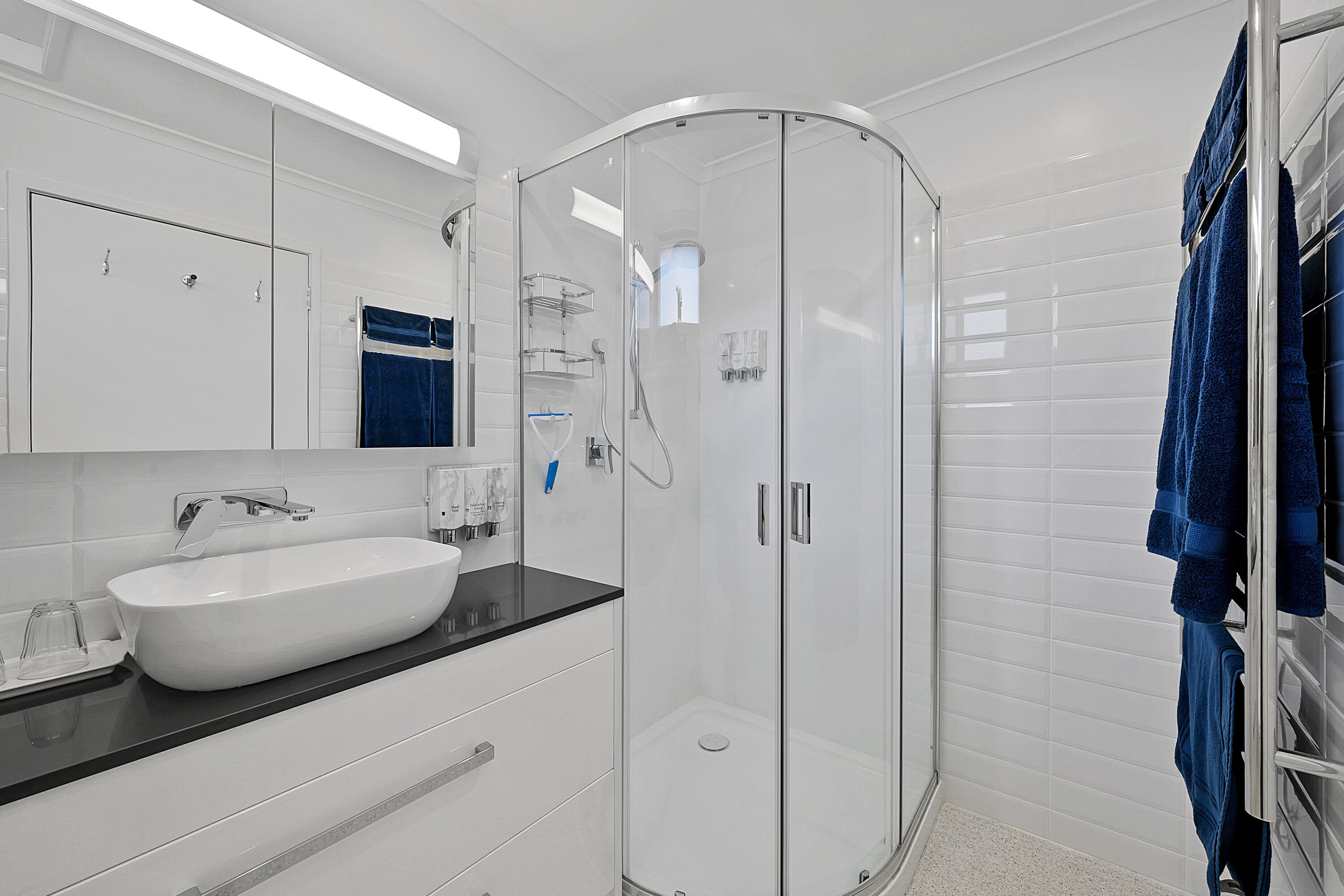 deluxe apartment, 1 bedroom, non smoking, kitchen | bathroom | shower, free toiletries, hair dryer, towels