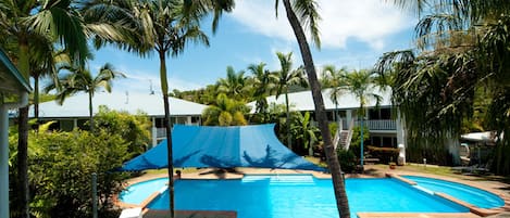 Outdoor pool, pool loungers