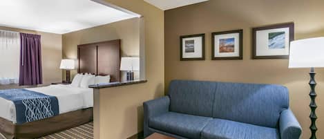 Suite, 1 King Bed with Sofa bed, Accessible, Non Smoking | Premium bedding, laptop workspace, blackout drapes, soundproofing
