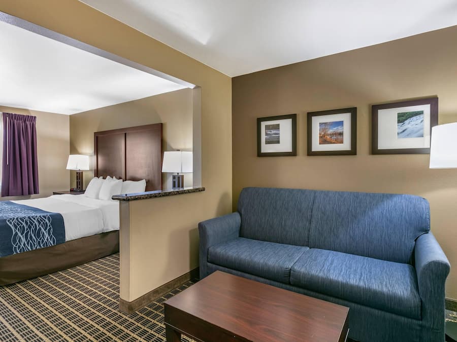 Suite, 1 kingsize-seng med sovesofa, tilgjengelighetstilpasset, ikke-røyk | Sengetøy av topp kvalitet, skrivebord for bærbar PC og blendingsgardiner