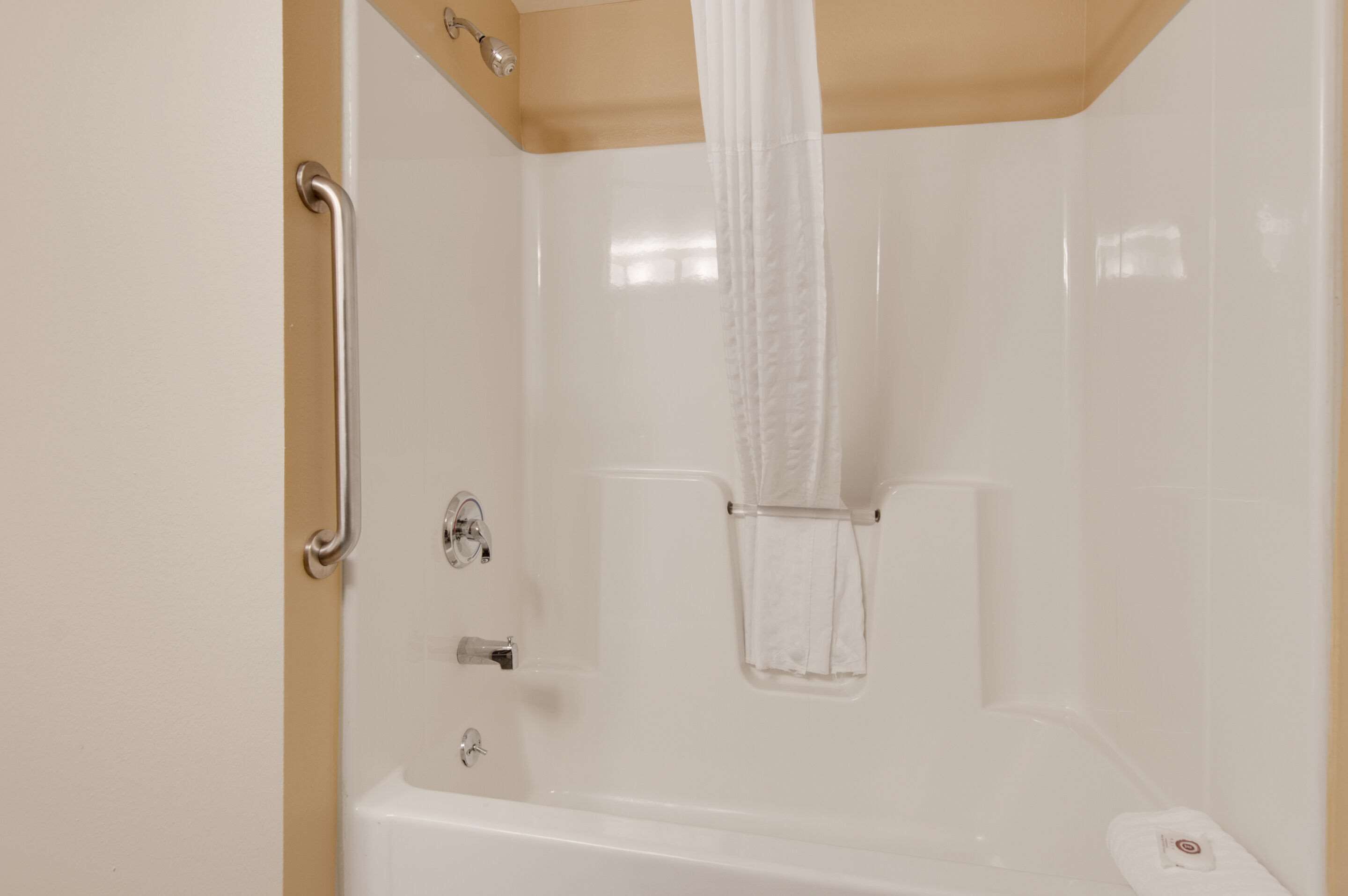 combined shower/bathtub, free toiletries, hair dryer, towels