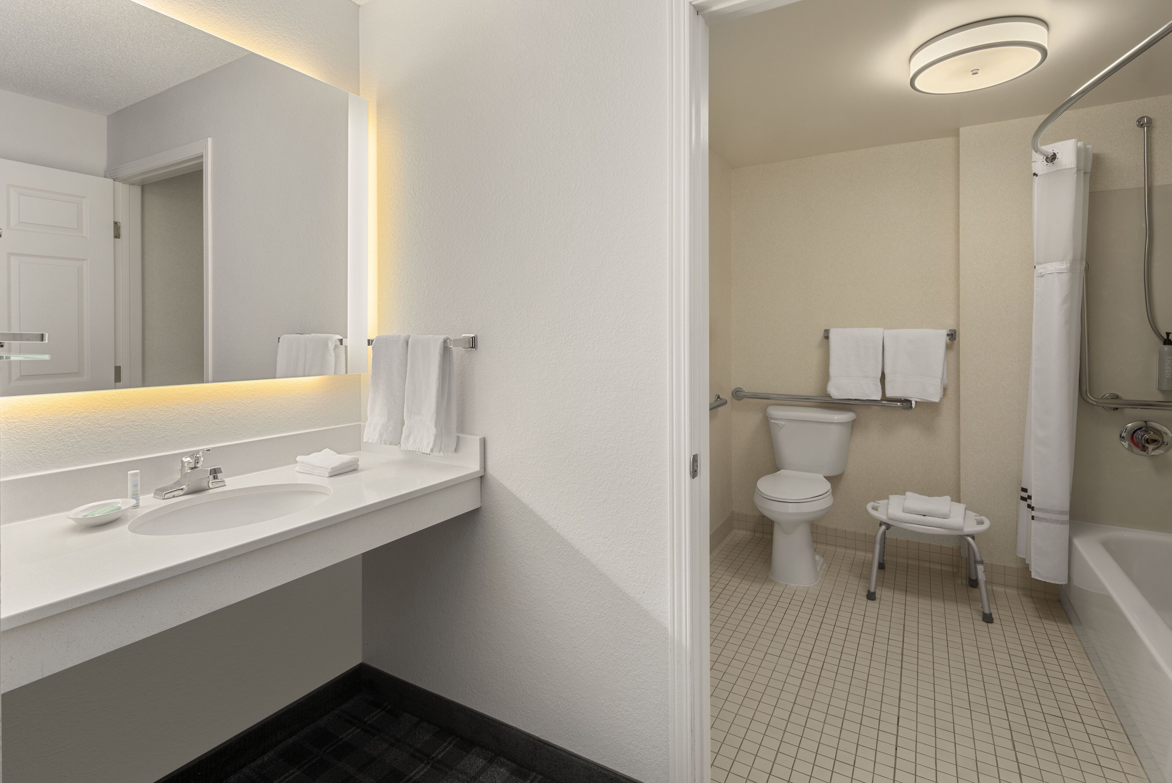 free toiletries, hair dryer, towels