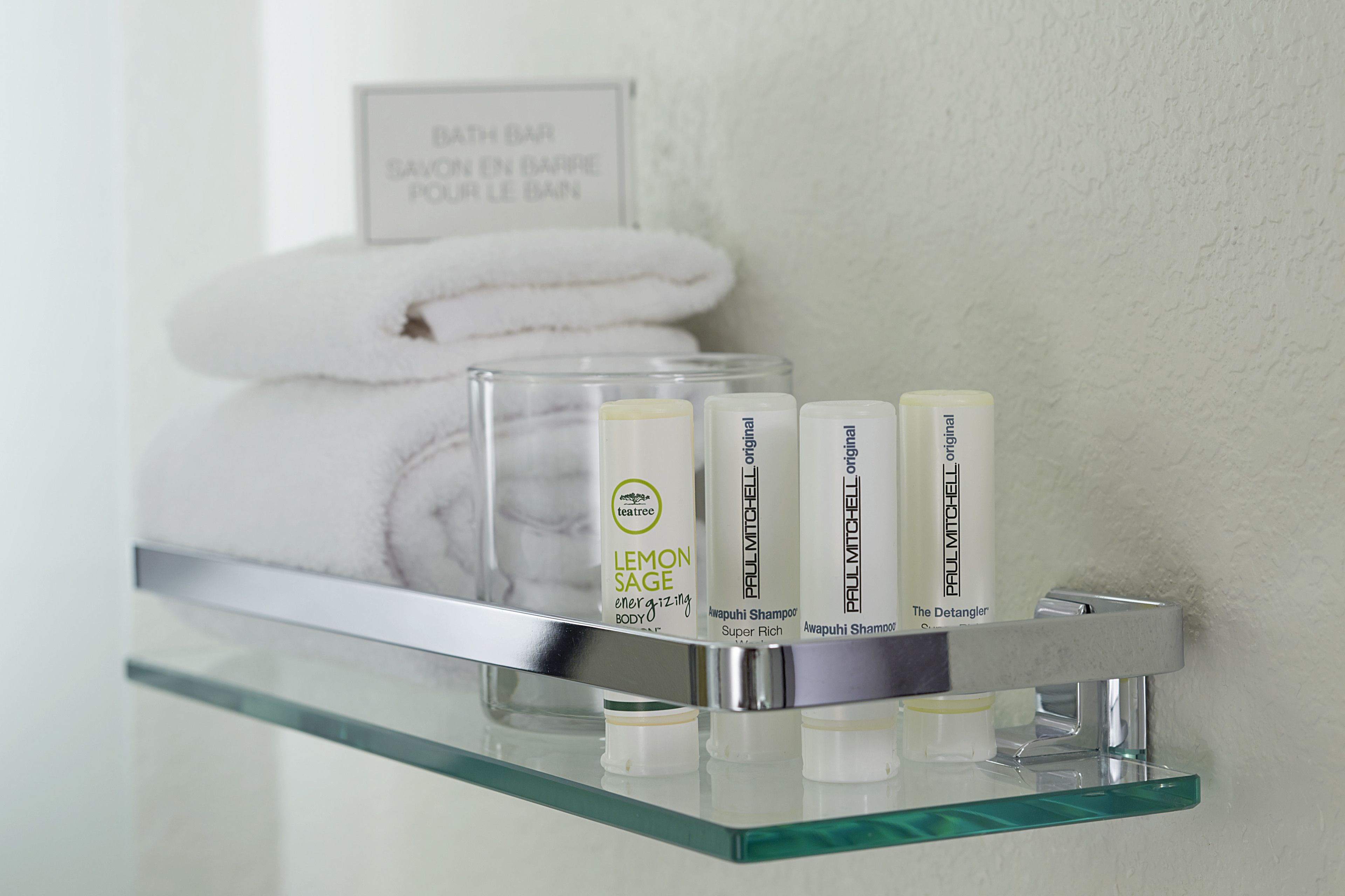 free toiletries, hair dryer, towels