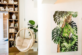 Sitting area in hotel lobby at President Hotel