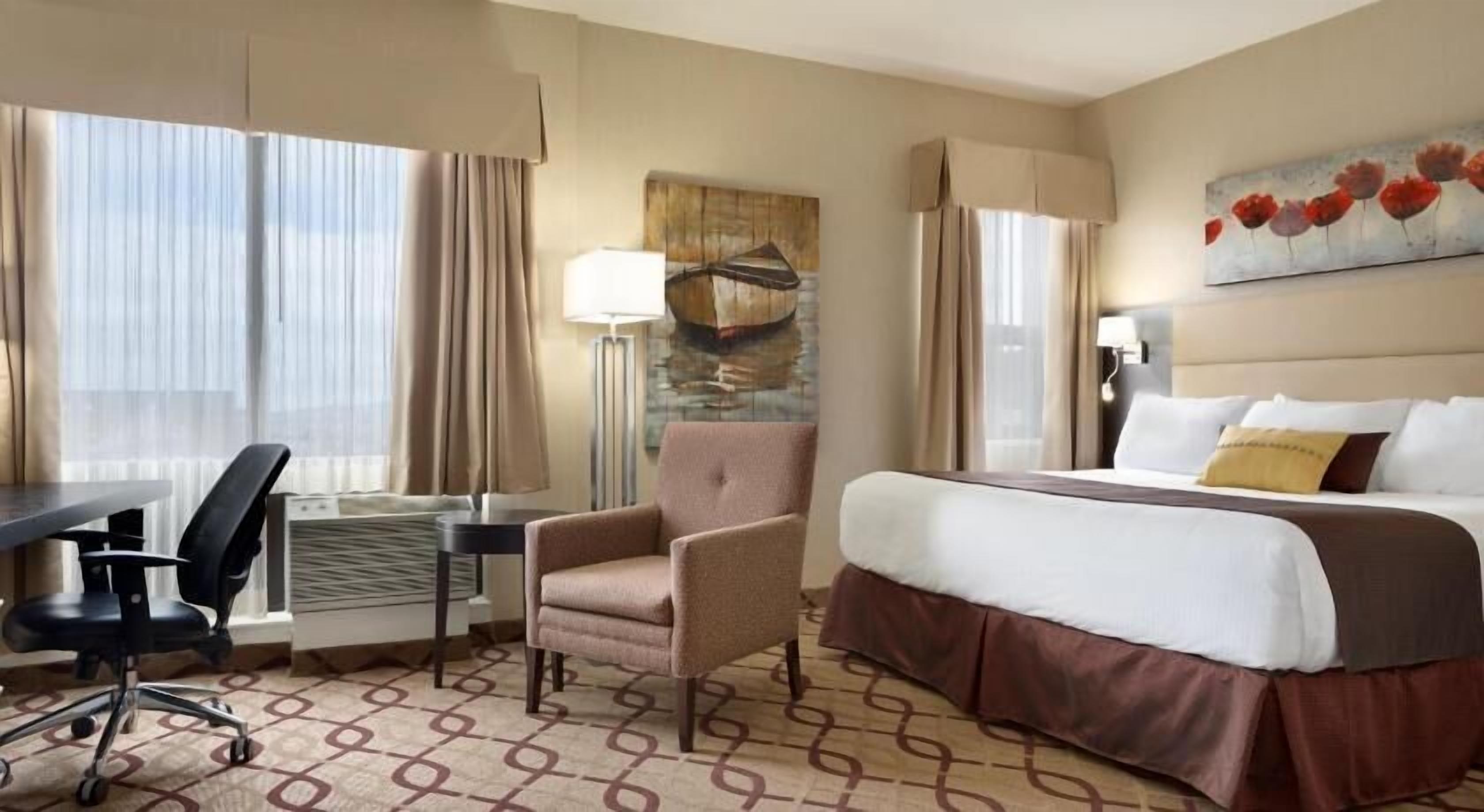 Desk, laptop workspace, blackout curtains, soundproofing