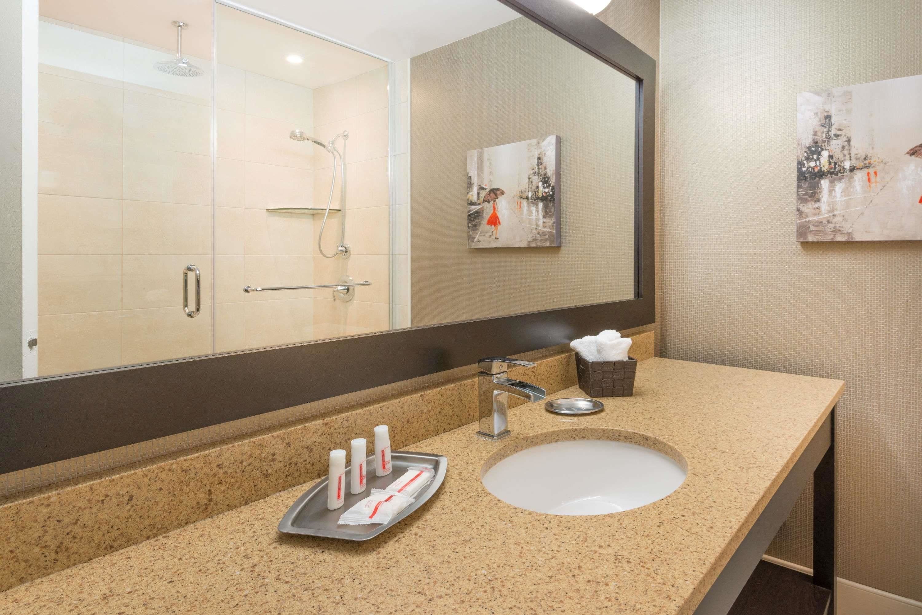 deluxe room, 1 king bed, non smoking | bathroom | combined shower/bathtub, eco-friendly toiletries, hair dryer, towels