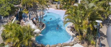 Outdoor pool, sun loungers