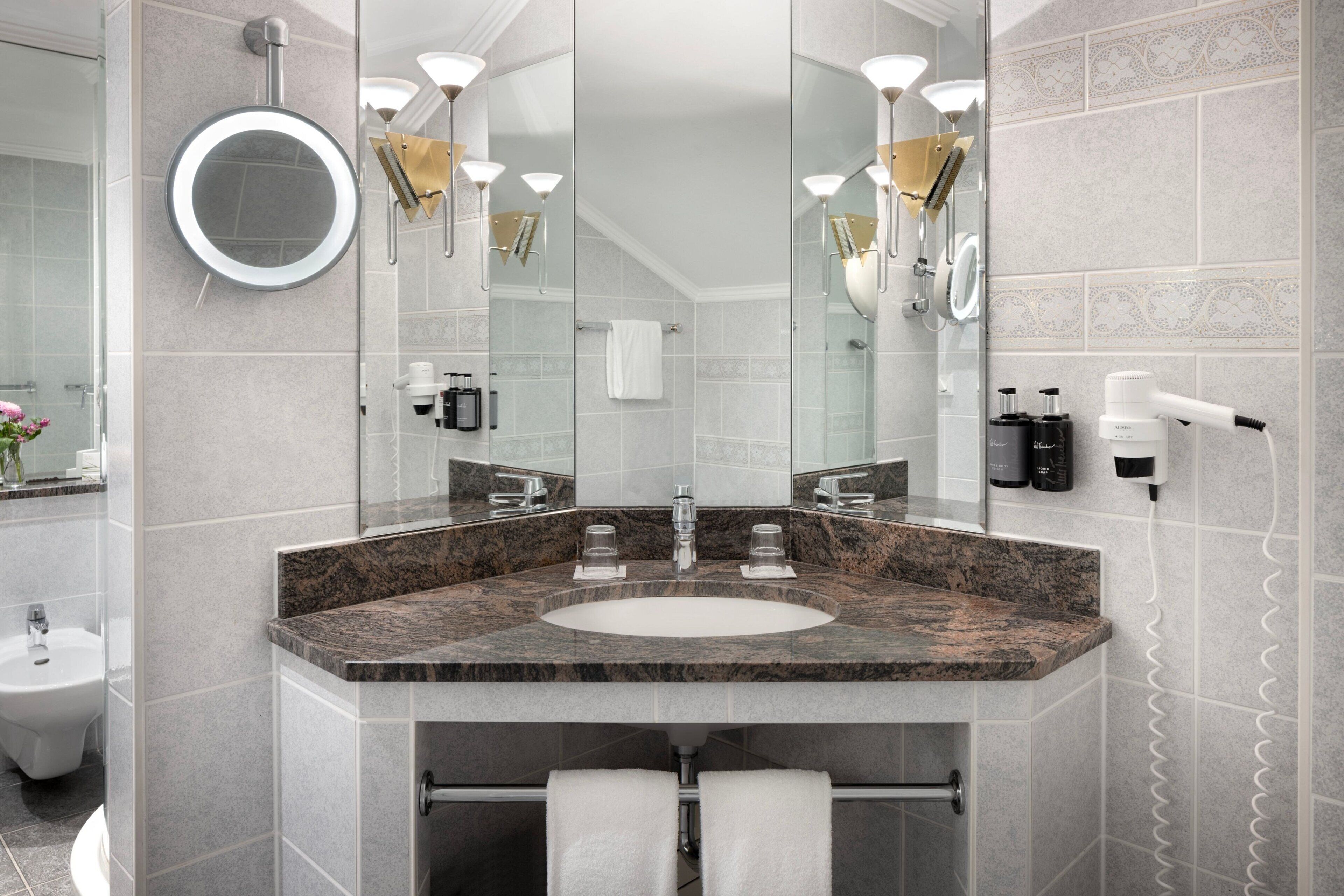 free toiletries, hair dryer, bathrobes, slippers