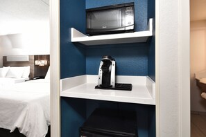 In-room safe, desk, laptop workspace, blackout curtains