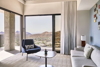 Enjoy a mountain view from the balcony through the large sliding glass door. at ADERO Scottsdale Resort, Autograph Collection