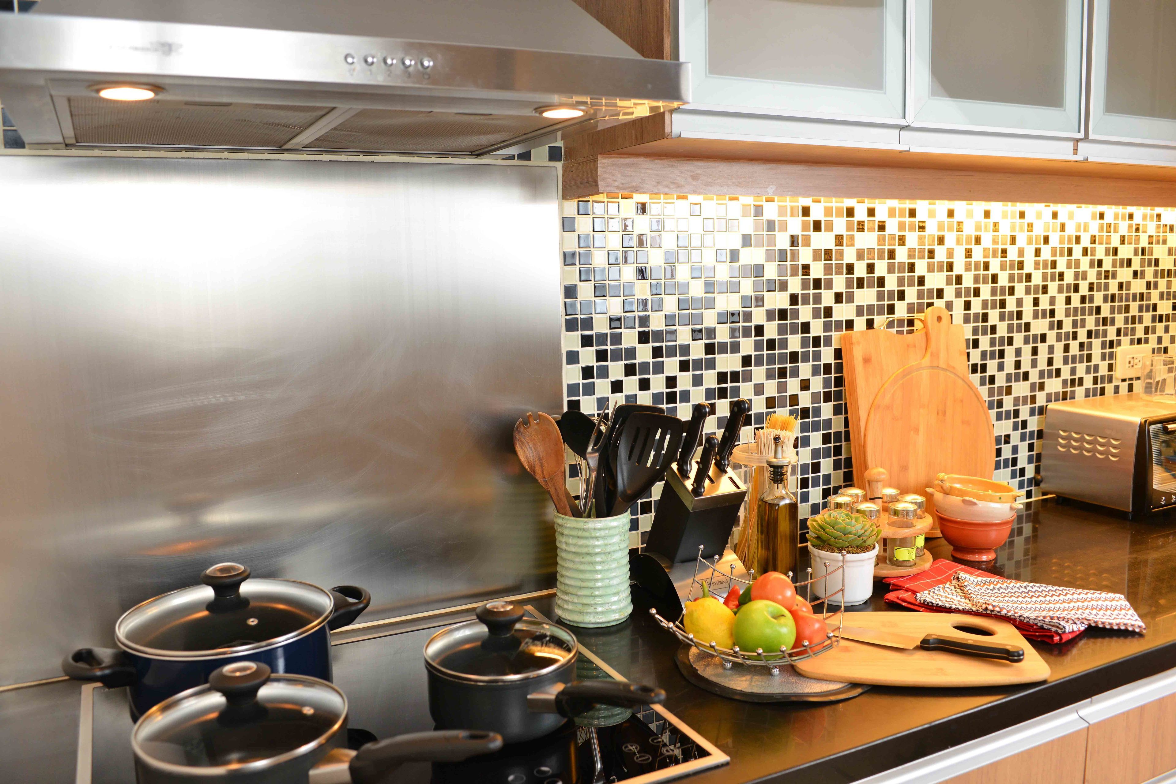 microwave, electric kettle, toaster