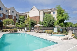 Outdoor pool, pool loungers