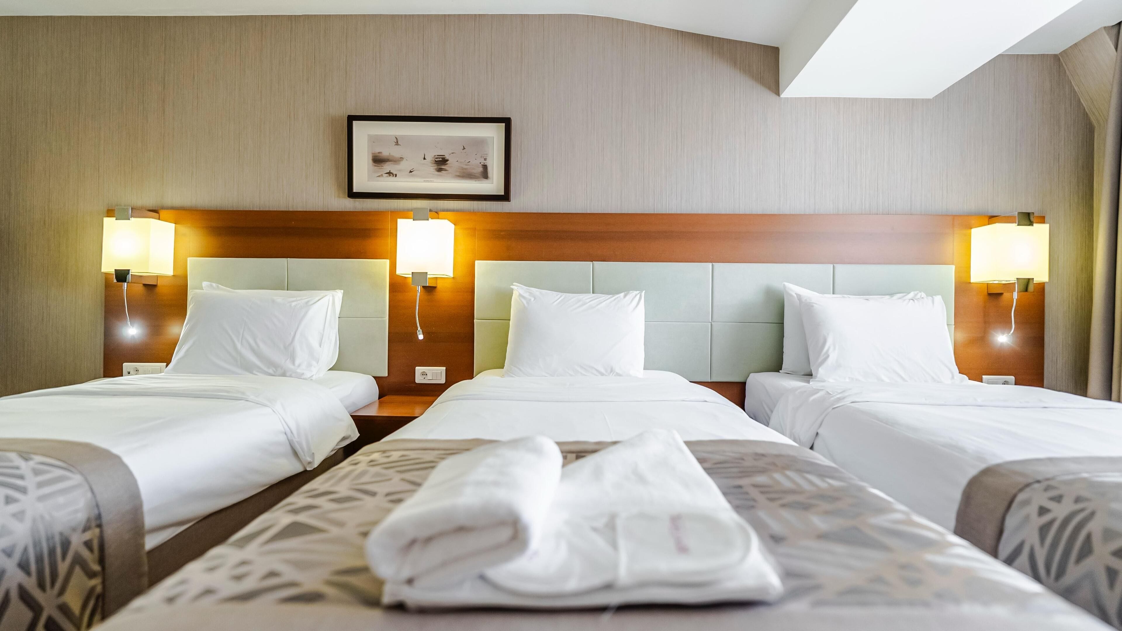 Minibar, coffres-forts dans les chambres, bureau, rideaux occultants