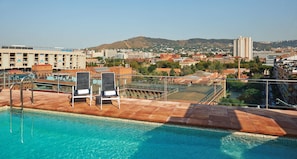 Outdoor pool, sun loungers