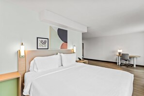 Premium bedding, desk, blackout drapes, iron/ironing board