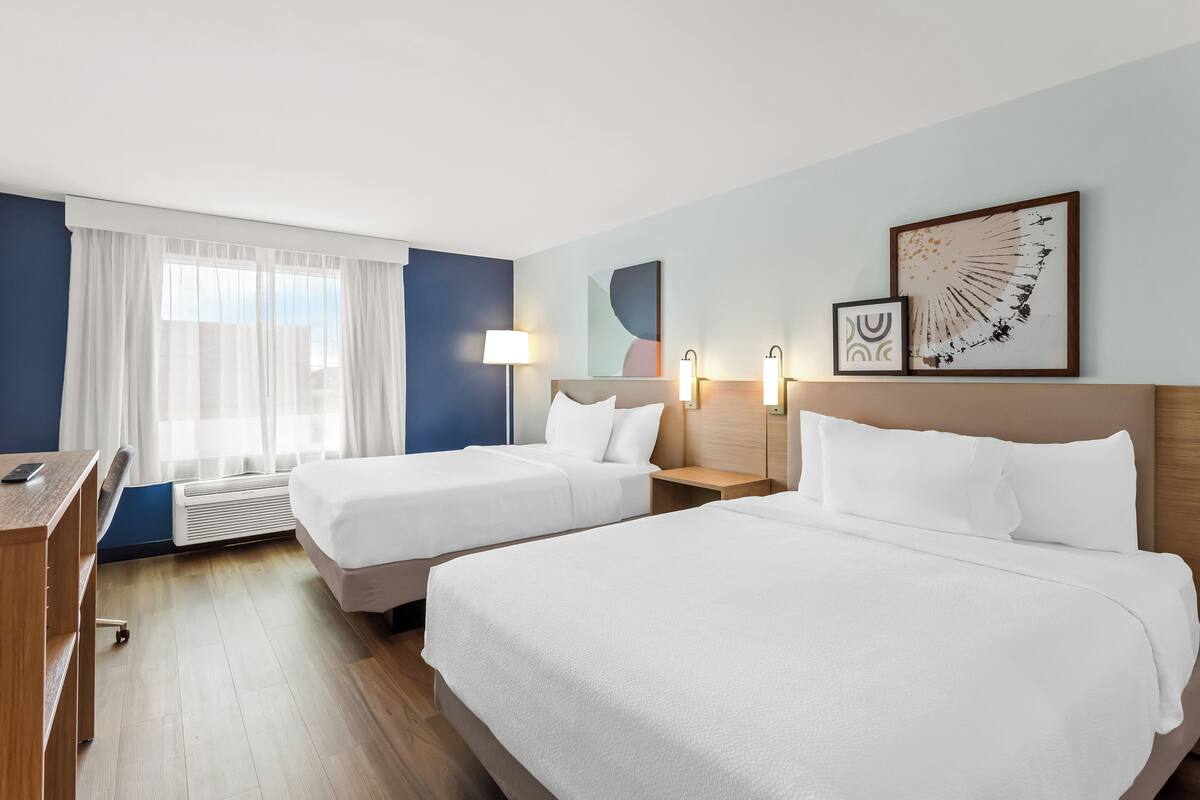 Ropa de cama de alta calidad, escritorio y cortinas blackout 