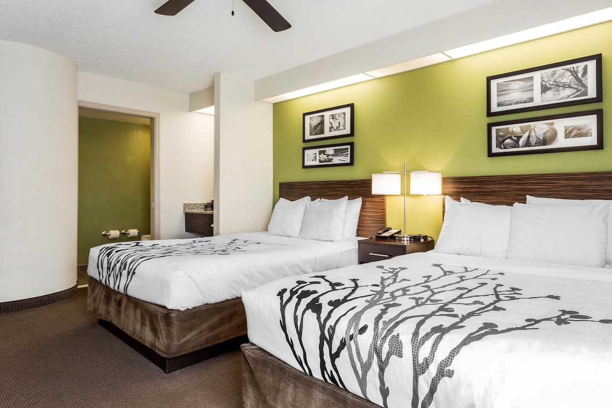 Standard Room, 2 Queen Beds, Non Smoking | Desk, blackout curtains, iron/ironing board, free cots/infant beds