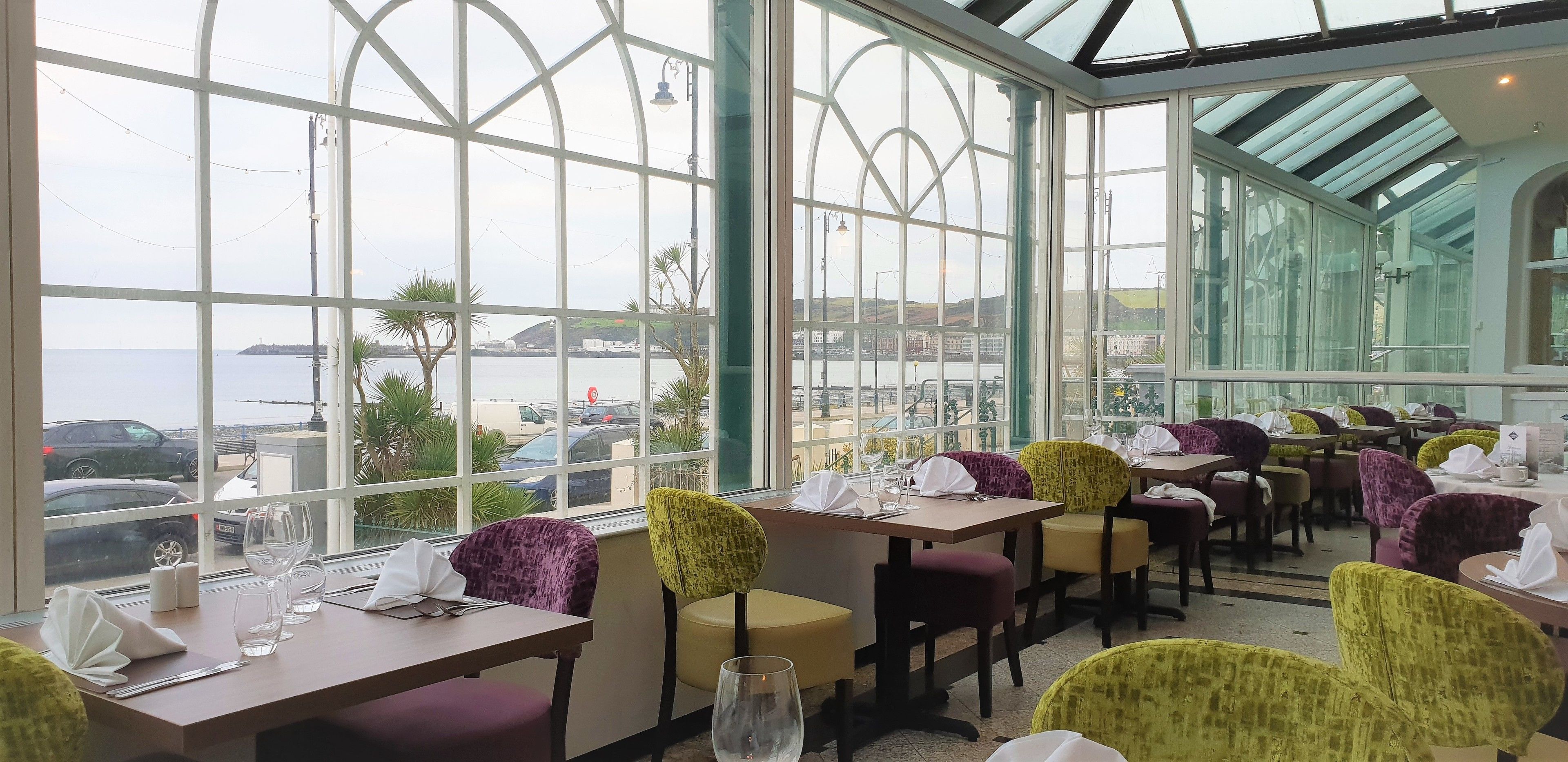 Dinner served, beach views 