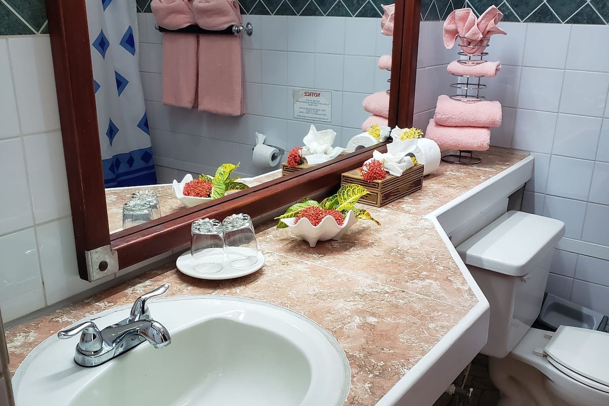 Combined shower/tub, hair dryer (on request), towels
