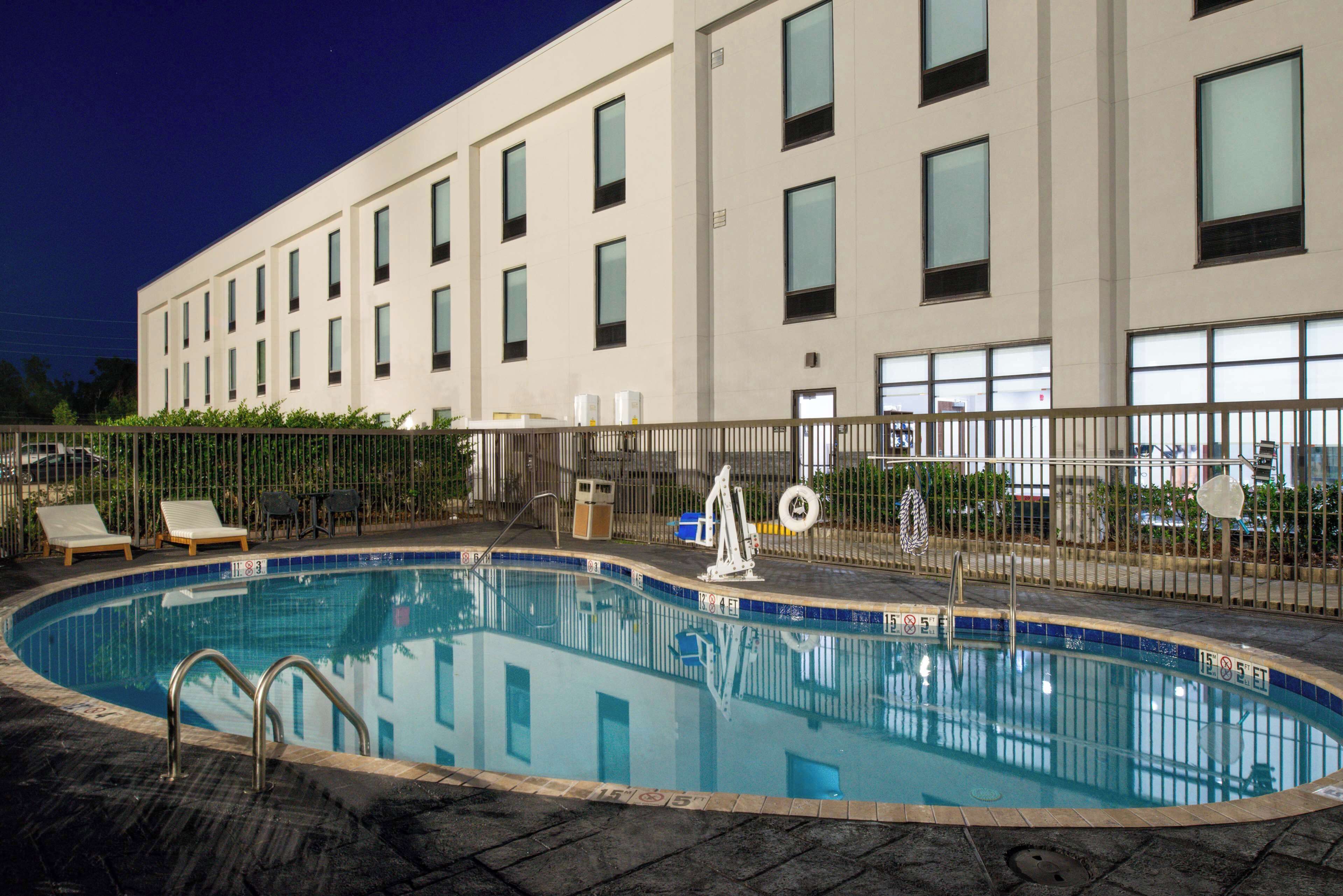 outdoor pool, pool loungers