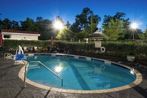 Outdoor pool, sun loungers