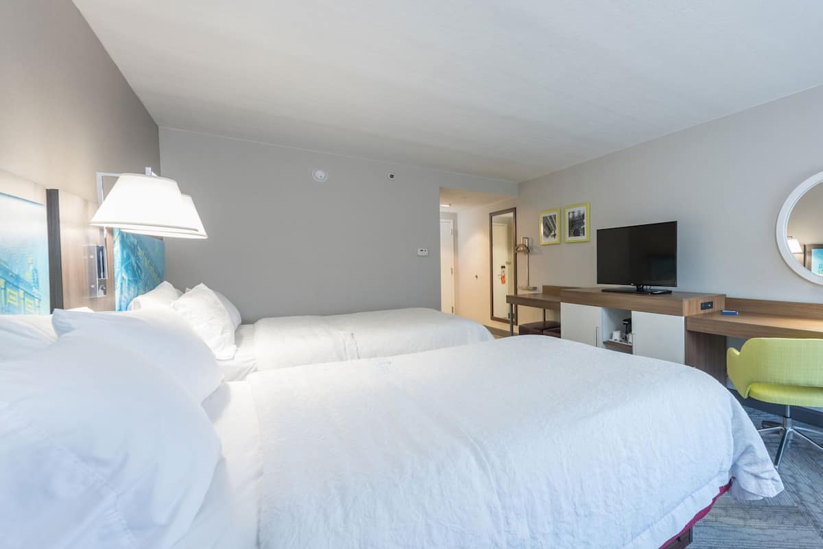 Premium bedding, desk, blackout drapes, iron/ironing board