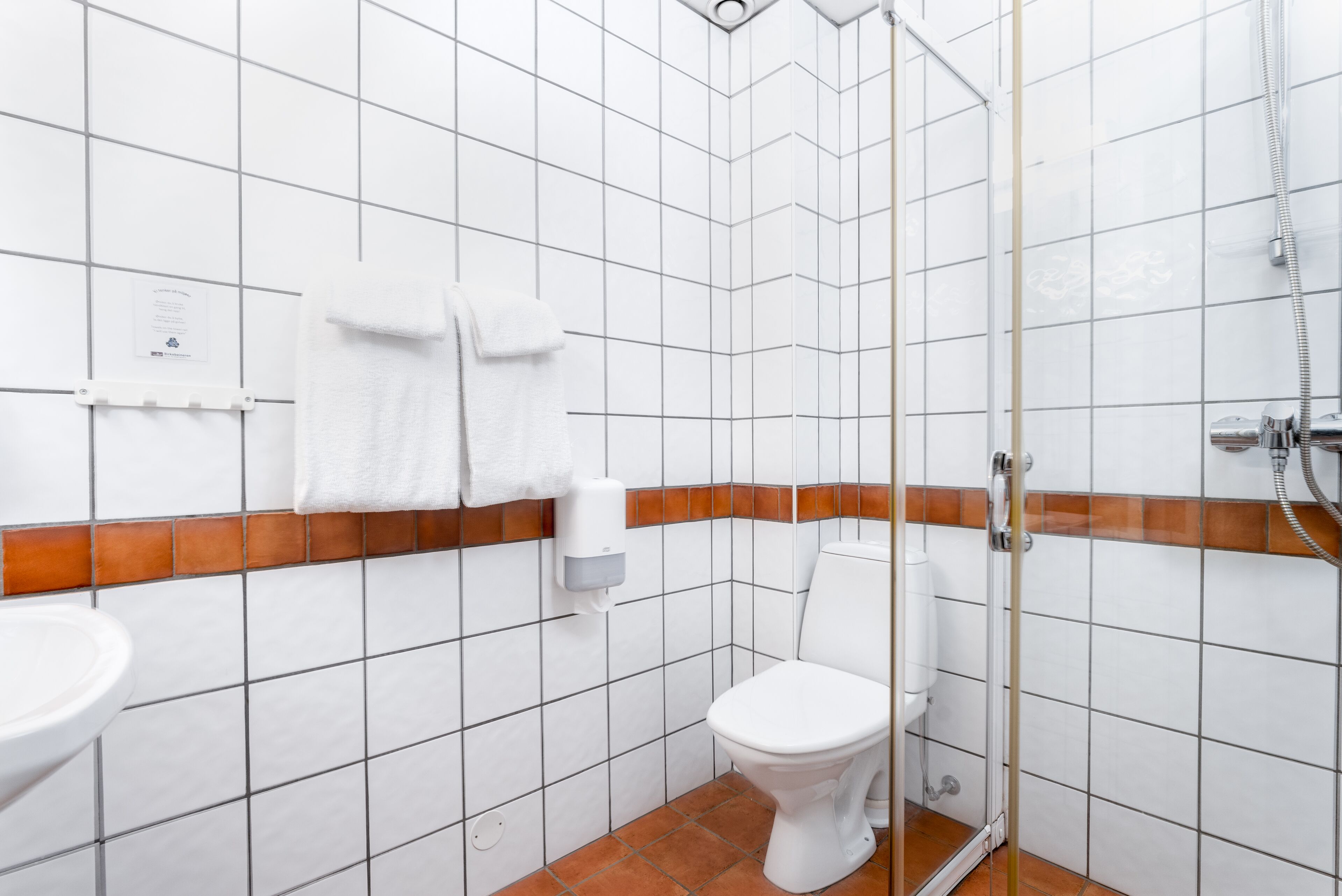 deluxe room | bathroom | shower, hair dryer, towels