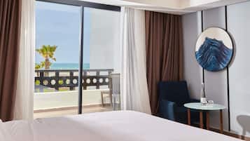 Deluxe kamer, 1 kingsize bed, uitzicht op oceaan | Lakens van Egyptisch katoen, luxe beddengoed, pillowtop-bedden