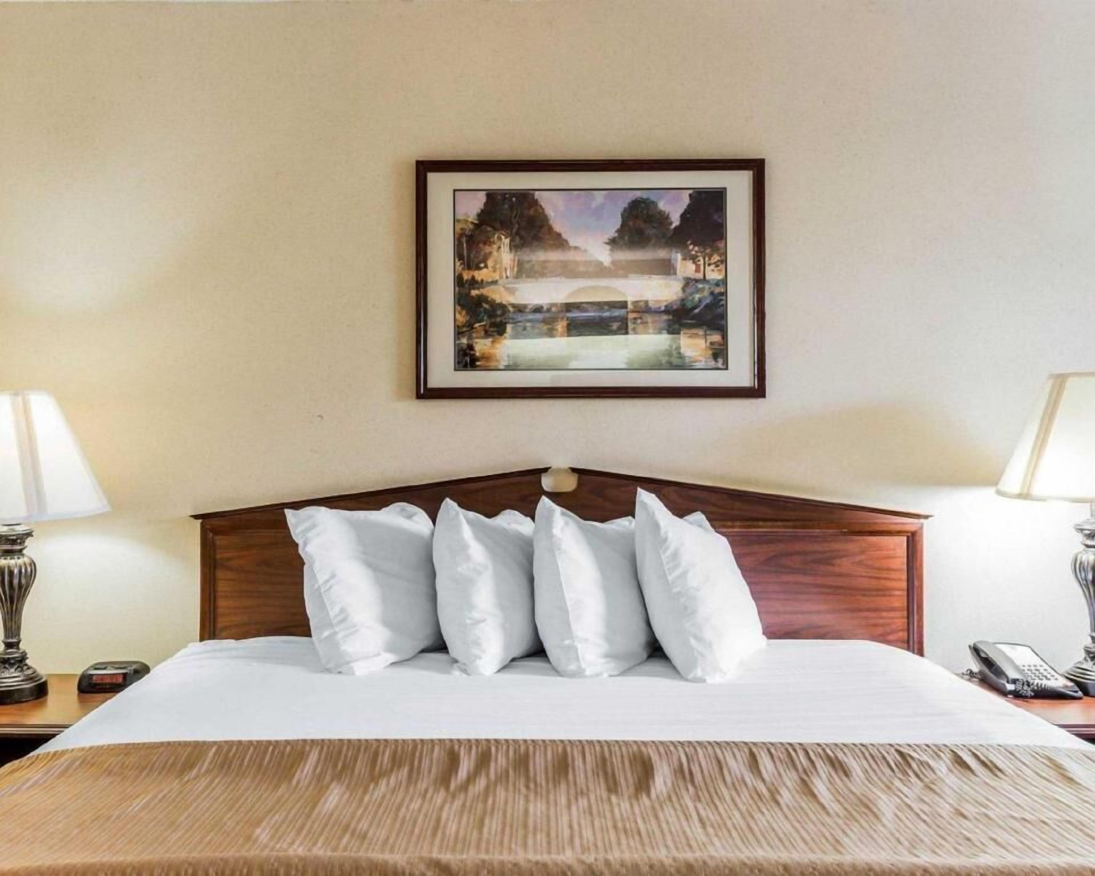 Premium bedding, pillowtop beds, desk, blackout drapes