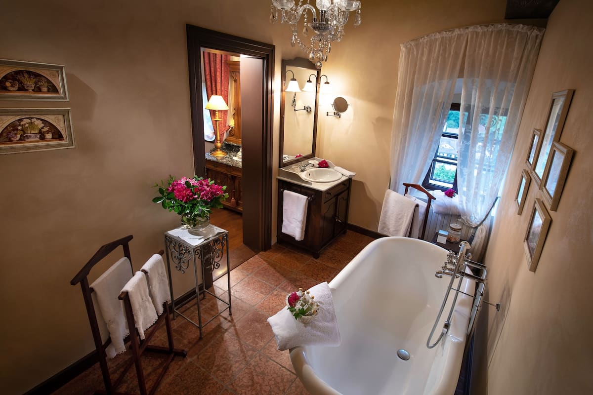 free toiletries, hair dryer, bathrobes, slippers