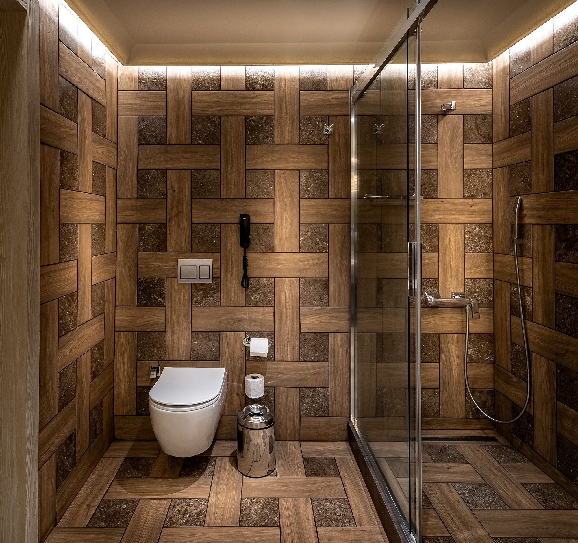 king suite | bathroom | shower, hair dryer, bathrobes, slippers