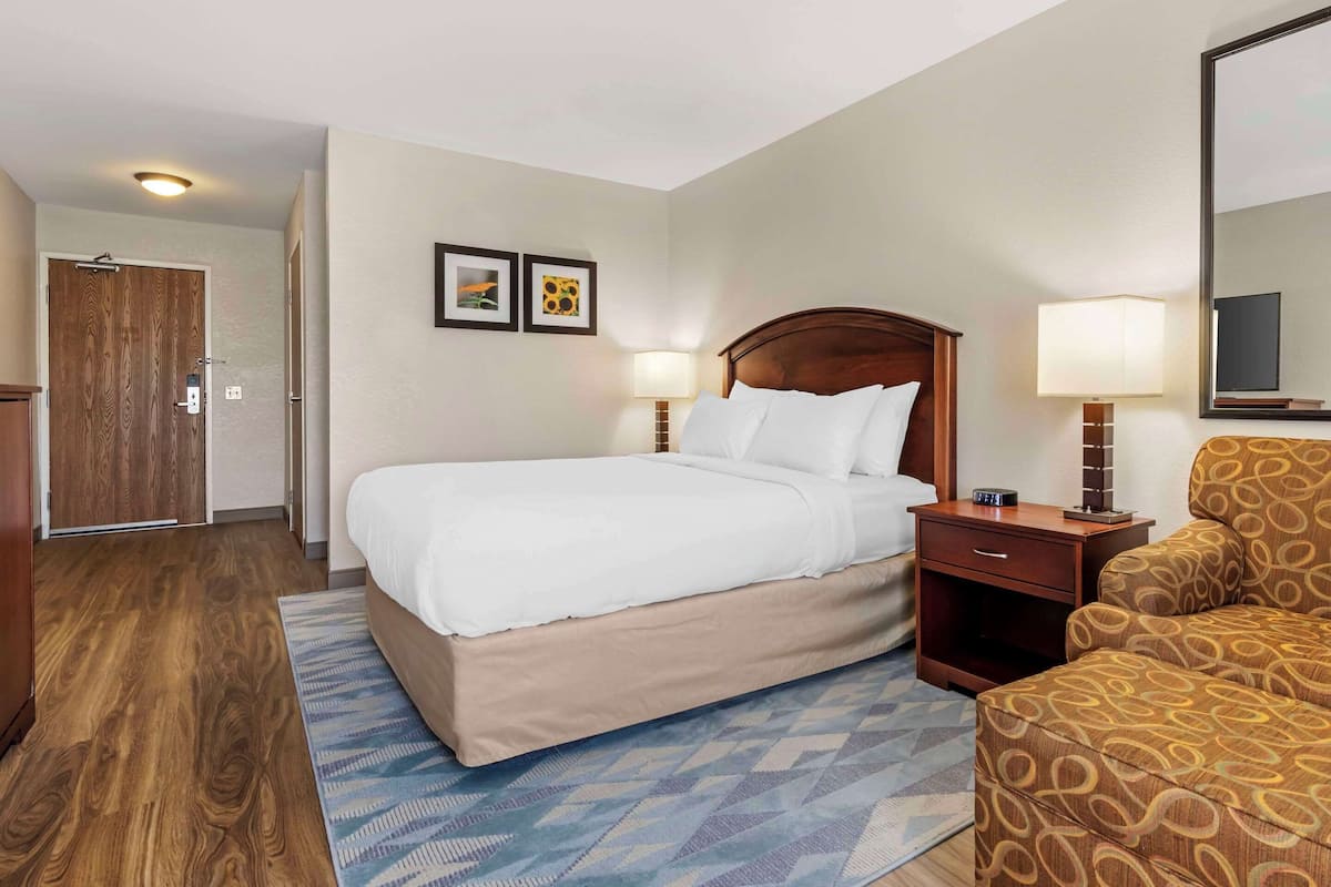 Chambre, 1 grand lit, accessible aux personnes à mobilité réduite, non-fumeur (Roll-In Shower) | Literie de qualité, bureau, fer et planche à repasser