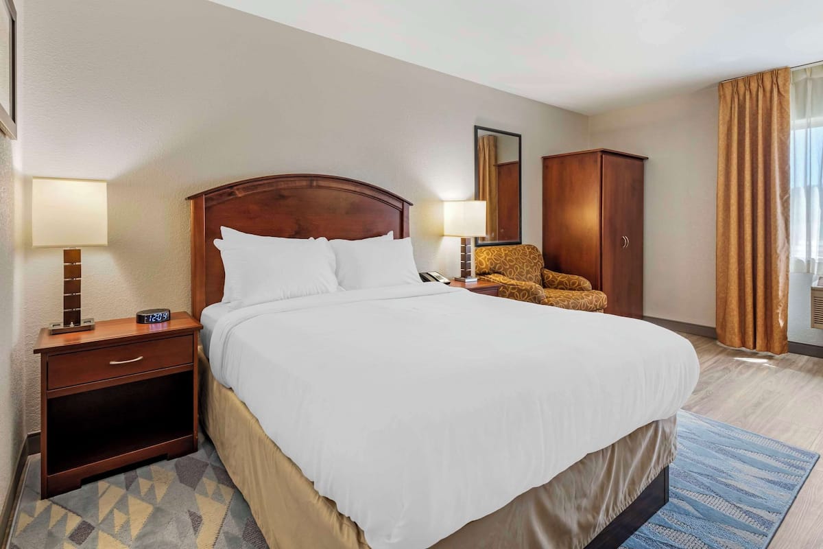 Chambre, 1 grand lit, accessible aux personnes à mobilité réduite, non-fumeur | Literie de qualité, bureau, fer et planche à repasser