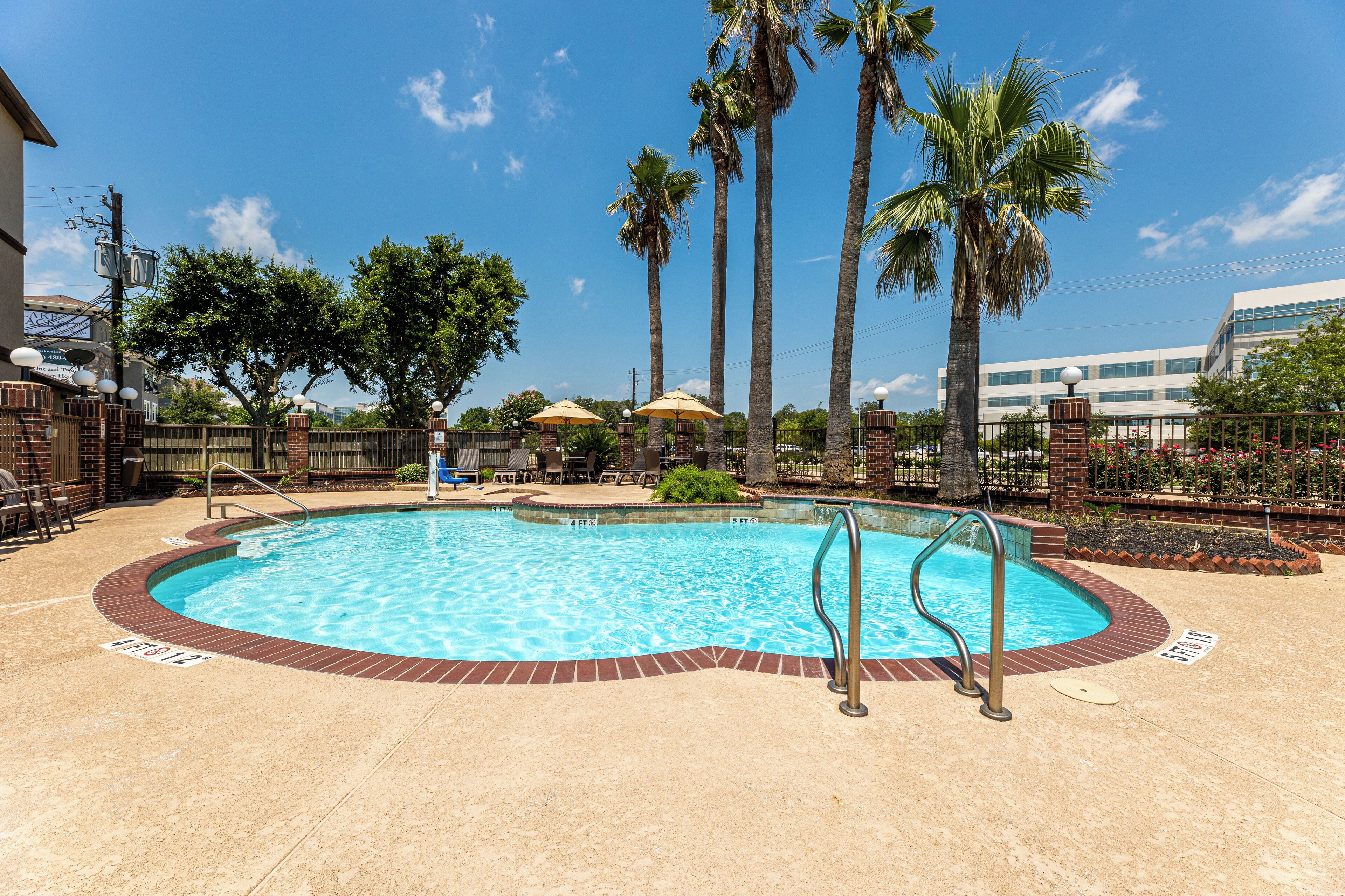 outdoor pool, pool loungers