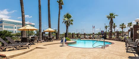 Outdoor pool, sun loungers