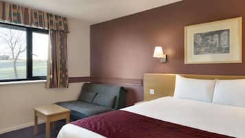 Desk, blackout curtains, iron/ironing board, free cots/infant beds