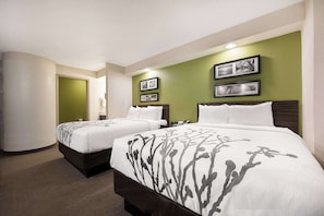 Standard Room, 2 Queen Beds, Non Smoking | Desk, laptop workspace, blackout curtains, iron/ironing board