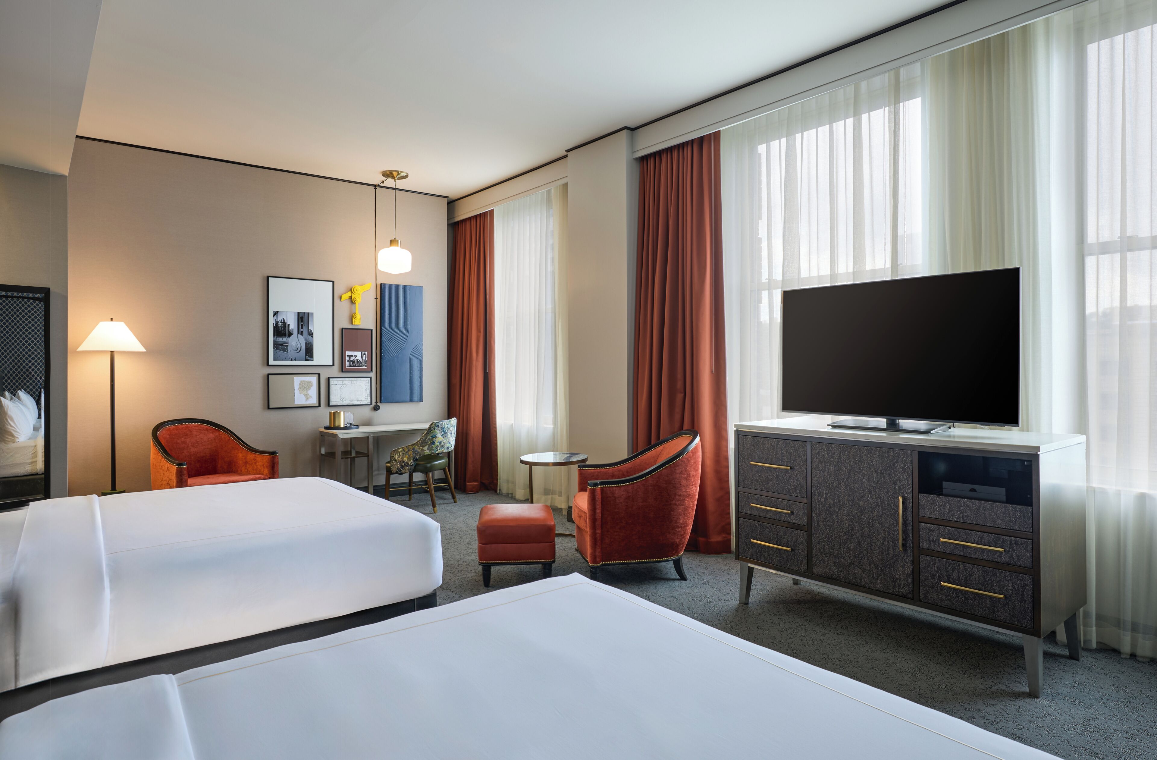 Premium bedding, down comforters, pillowtop beds, in-room safe