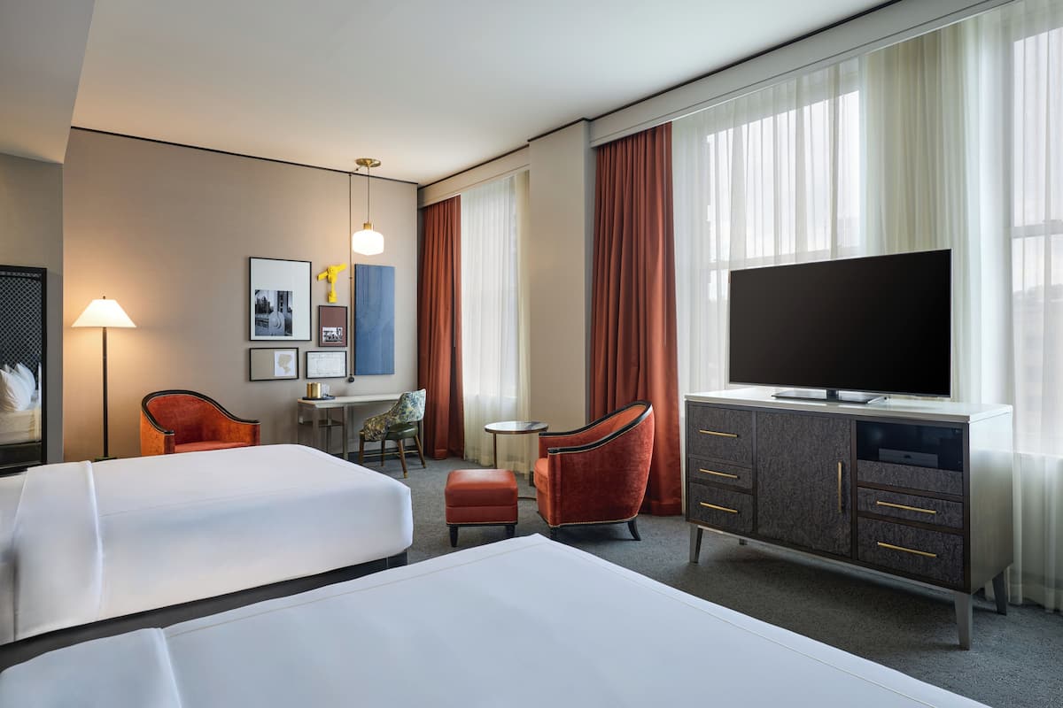 Premium bedding, down comforters, pillowtop beds, in-room safe