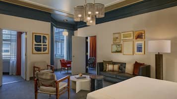 Premium bedding, down comforters, pillowtop beds, in-room safe
