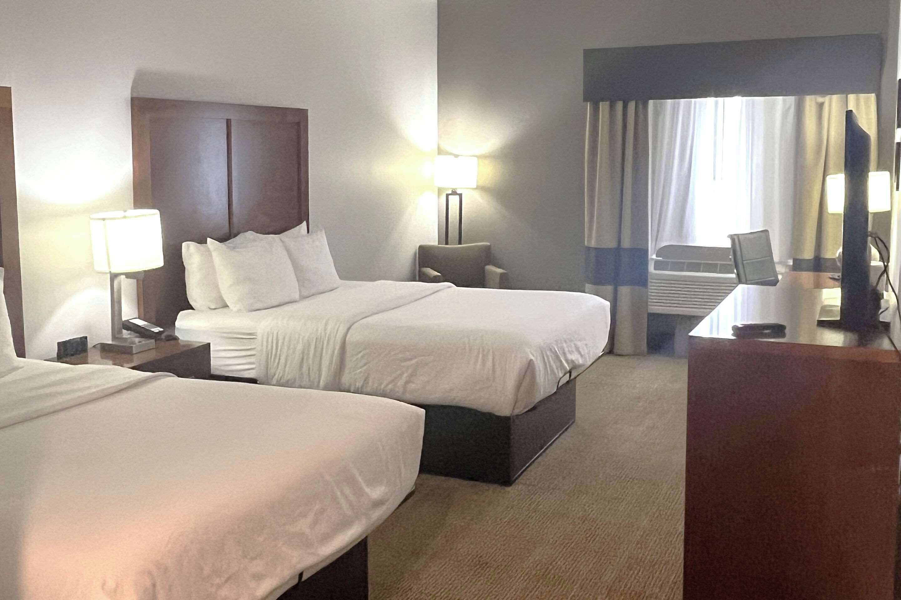 room, 2 queen beds, non smoking | desk, laptop workspace, blackout curtains, iron/ironing board