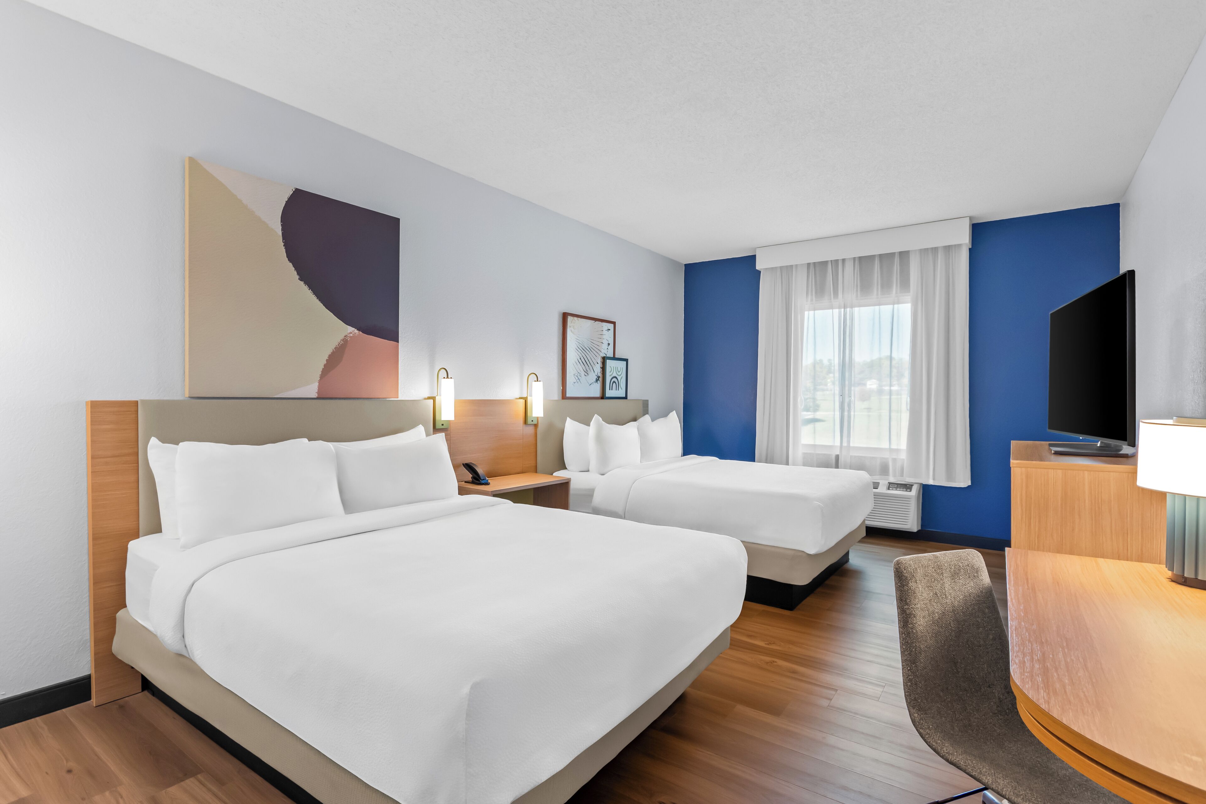 Room, 2 Queen Beds, Accessible, Bathtub (Mobility) | Desk, laptop workspace, iron/ironing board, free WiFi