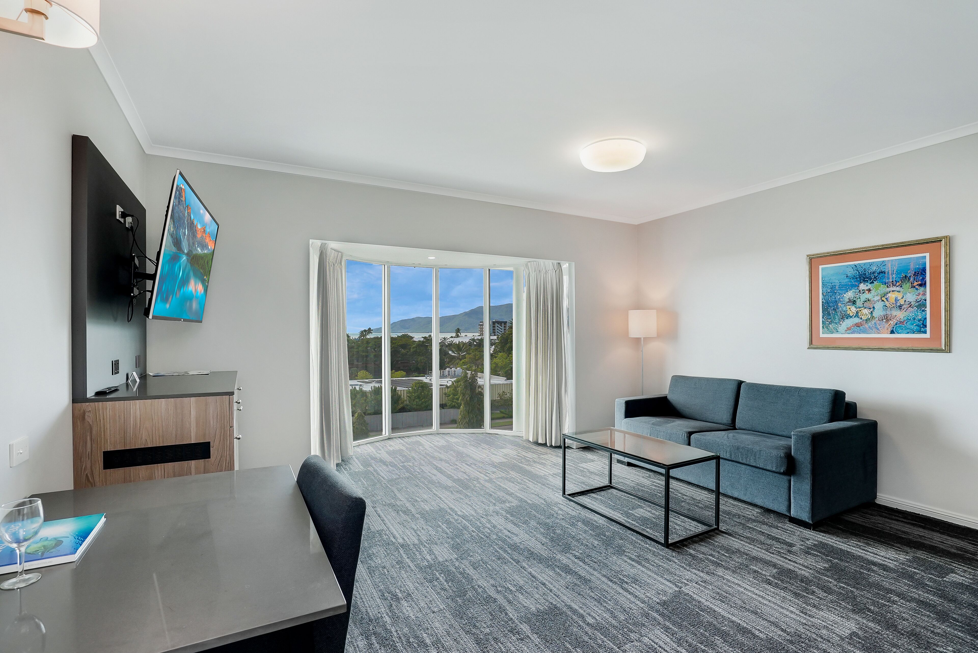 suite, 1 queen bed | living area | 50-inch flat-screen tv with digital channels, tv