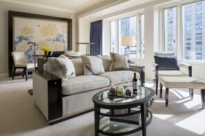 Premium bedding, down comforters, pillowtop beds, minibar