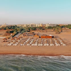 Private beach nearby, white sand, sun loungers, beach umbrellas