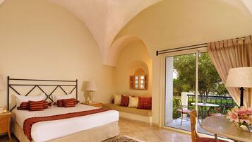 Separate tub and shower, designer toiletries, hair dryer, bathrobes