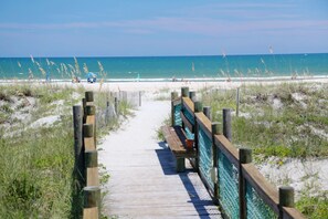 On the beach, white sand