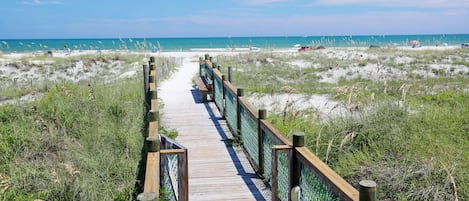 On the beach, white sand