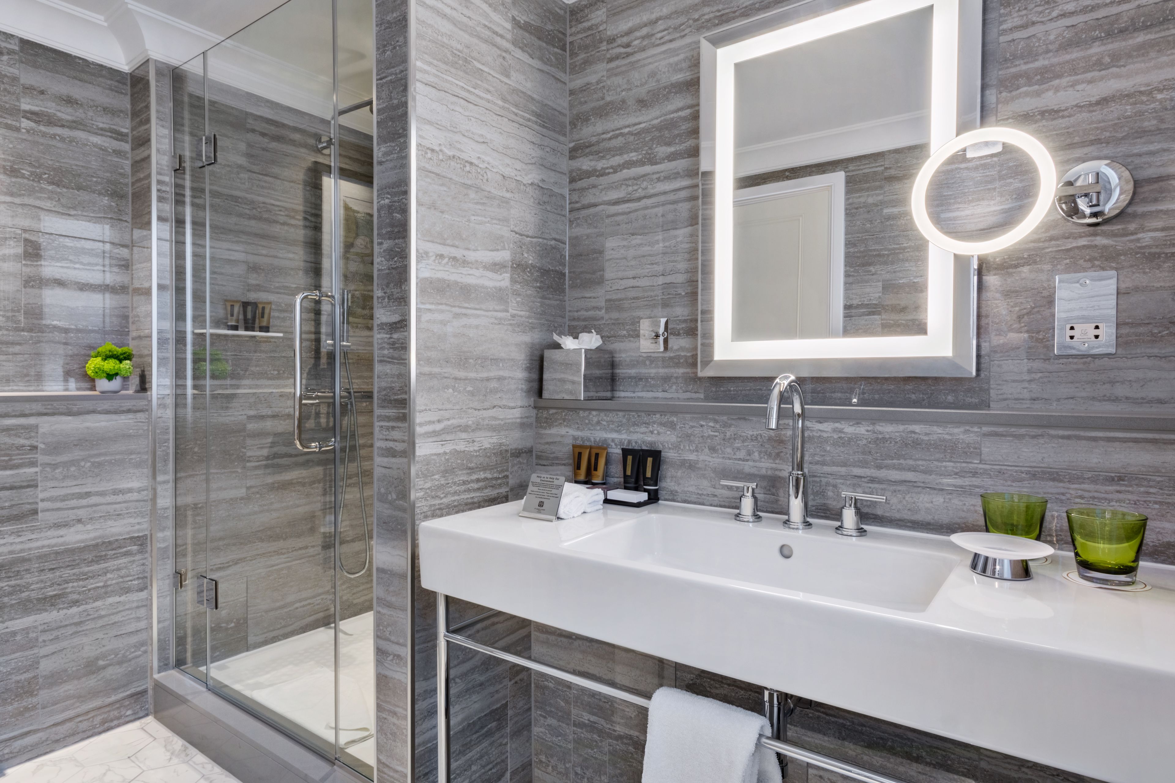 free toiletries, hair dryer, bathrobes, slippers