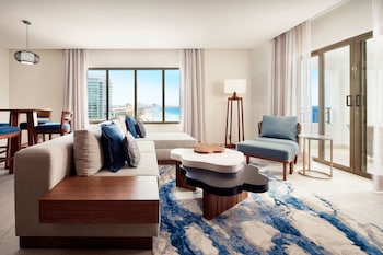 Grand Suite, 1 Bedroom, Non Smoking, Oceanfront | Living room | LED TV, pay movies at JW Marriott Cancun Resort & Spa